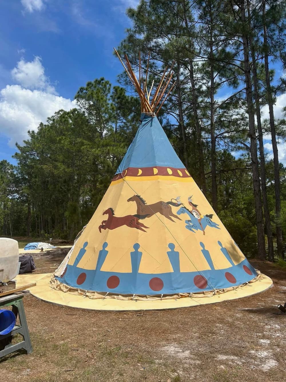 After: The full hand-painted tipi, clean and bright